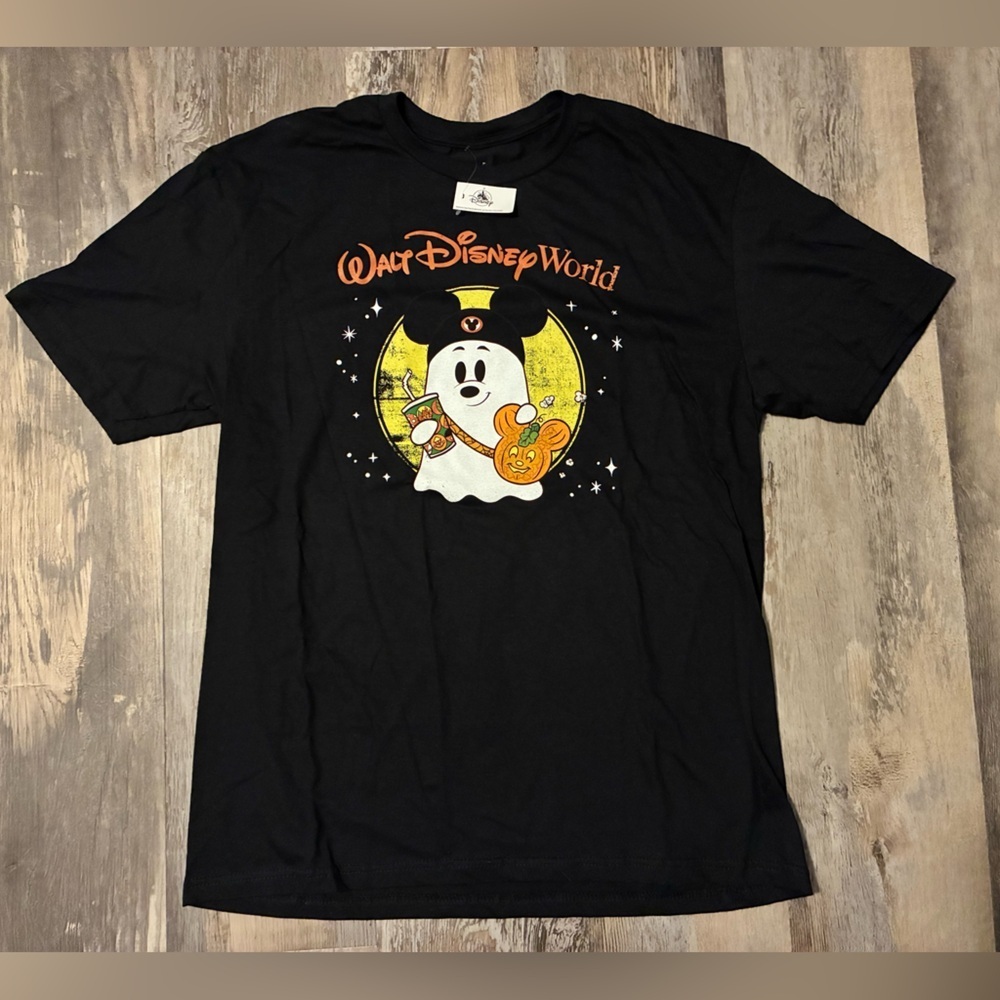Disney Black Halloween Mickey Ghost Short Sleeve Tee
